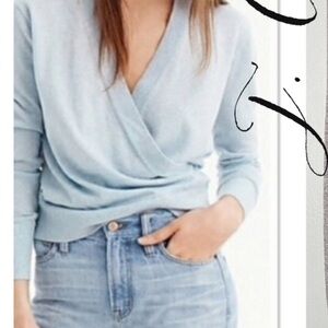 J. Crew Women's Soft Blue V-Neck Sweater